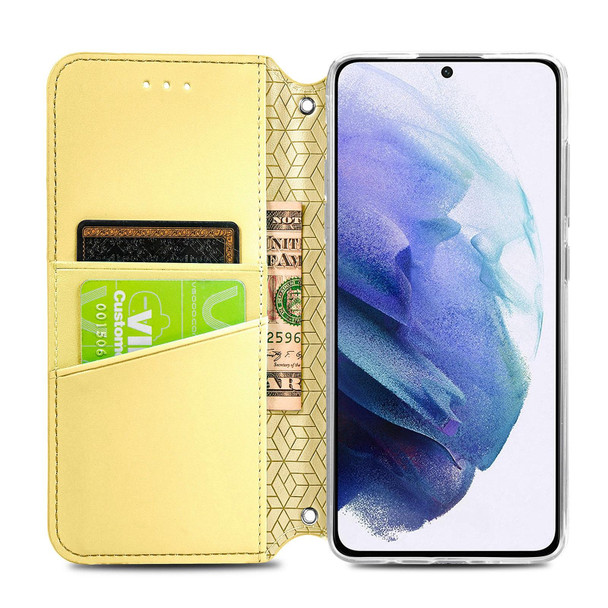 Samsung Galaxy S22 5G Blooming Mandala Embossed Magnetic Horizontal Flip Leather Case with Holder & Card Slots & Wallet(Yellow)