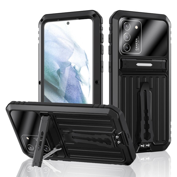 Samsung Galaxy S21 Ultra 5G Armor Shockproof Splash-proof Dust-proof Phone Case with Holder(Black)
