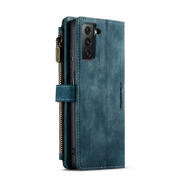 Samsung Galaxy S21+ 5G CaseMe-C30 PU + TPU Multifunctional Horizontal Flip Leather Case with Holder & Card Slot & Wallet & Zipper Pocket(Blue)