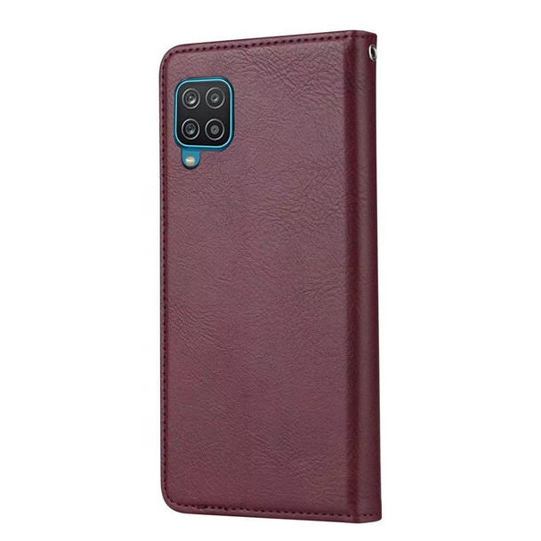 Samsung Galaxy A22 4G EU Version Knead Skin Texture Horizontal Flip Leather Case with Photo Frame & Holder & Card Slots & Wallet(Wine Red)