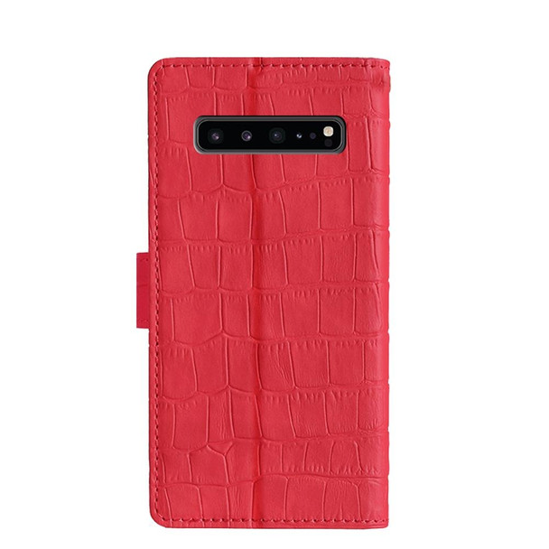 Samsung Galaxy S10 5G Skin Feel Crocodile Texture Magnetic Clasp Horizontal Flip PU Leather Case with Holder & Card Slots & Wallet(Red)