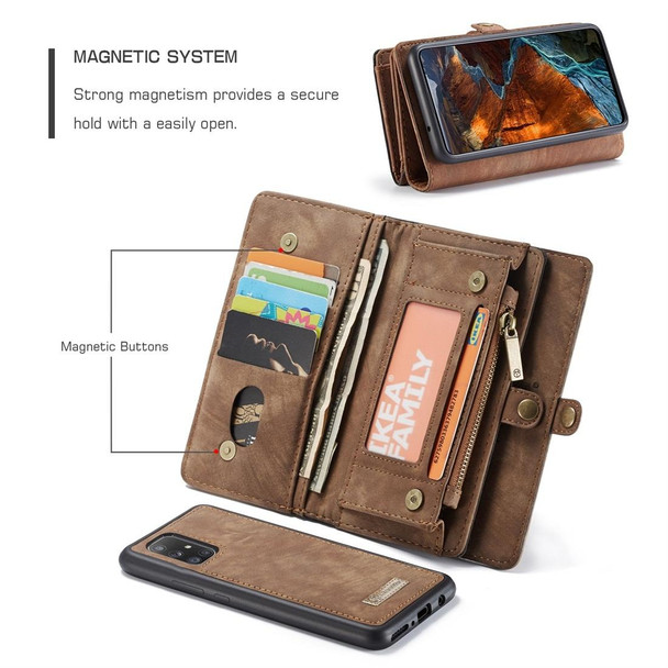 Galaxy A51 4G CaseMe-008 Detachable Multifunctional Horizontal Flip Leather Case with Card Slot & Holder & Zipper Wallet & Photo Frame(Brown)