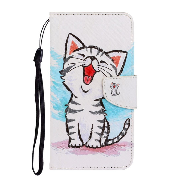 Galaxy S9 Plus Colored Drawing Horizontal Flip Leather Case with Holder & Card Slot & Wallet(Red Mouth Cat)