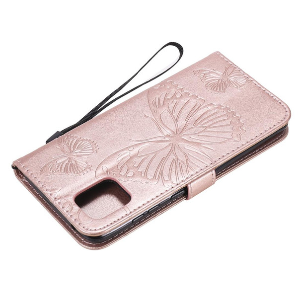 Galaxy A81 / M60s / Note10 Lite 3D Butterflies Embossing Pattern Horizontal Flip Leather Case with Holder & Card Slot & Wallet & Lanyard(Rose Gold)