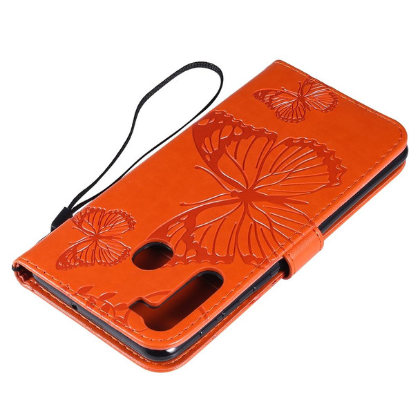 Galaxy A21 3D Butterflies Embossing Pattern Horizontal Flip Leather Case with Holder & Card Slot & Wallet & Lanyard(Orange)