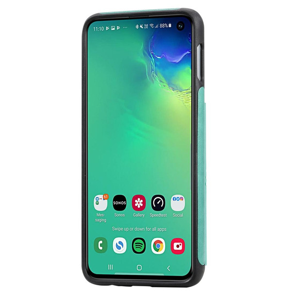 Galaxy S10E Butterfly Embossing Pattern Shockproof Protective Case with Holder & Card Slots & Photo Frame(Green)