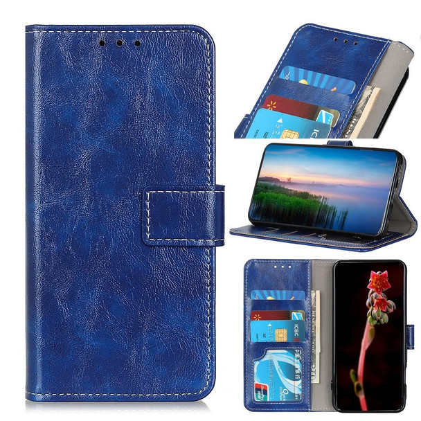 Galaxy A21s Retro Crazy Horse Texture Horizontal Flip Leather Case with Holder & Card Slots & Photo Frame & Wallet(Blue)