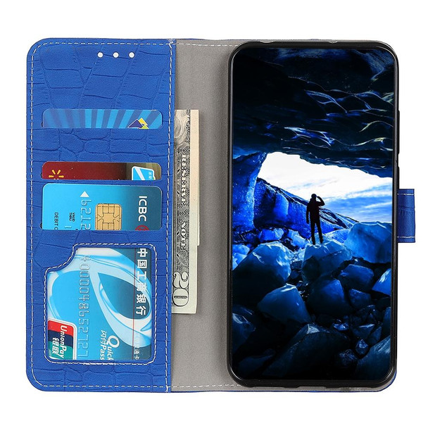 Galaxy A21s Crocodile Texture Horizontal Flip Leather Case with Holder & Card Slots & Photo Frame & Wallet(Blue)