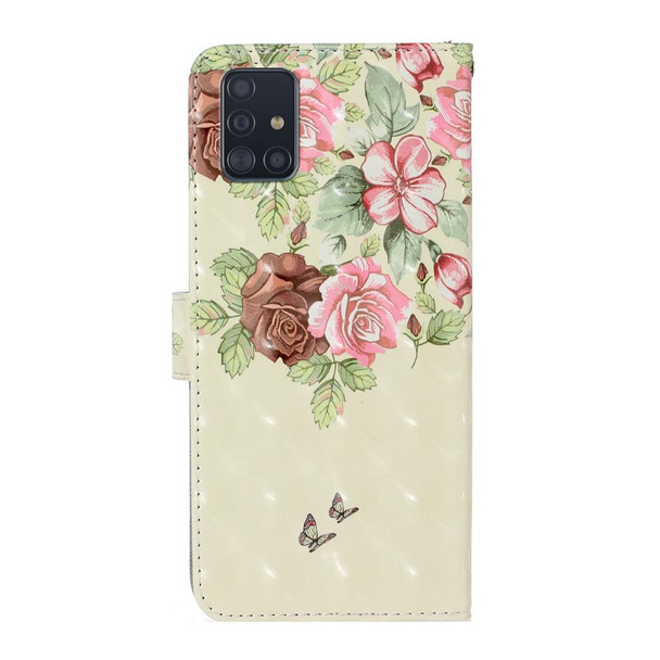 Galaxy A51 3D Colored Drawing Horizontal Flip Leather Case with Holder & Card Slot & Wallet(Big Flower Butterfly)