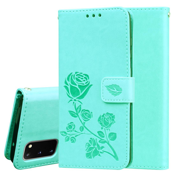 Galaxy S20 Rose Embossed Horizontal Flip PU Leather Case with Holder & Card Slots & Wallet(Green)