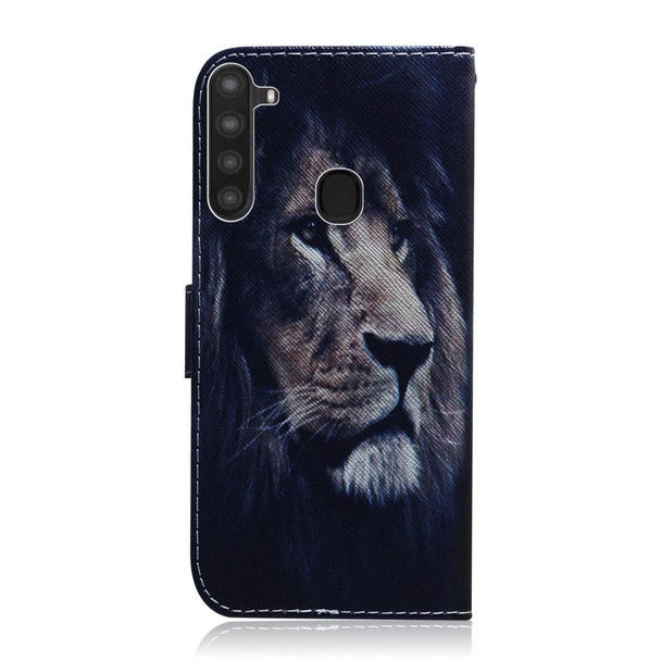 Galaxy A21 3D Colored Drawing Horizontal Flip Leather Case with Holder & Card Slot & Wallet(Lion)