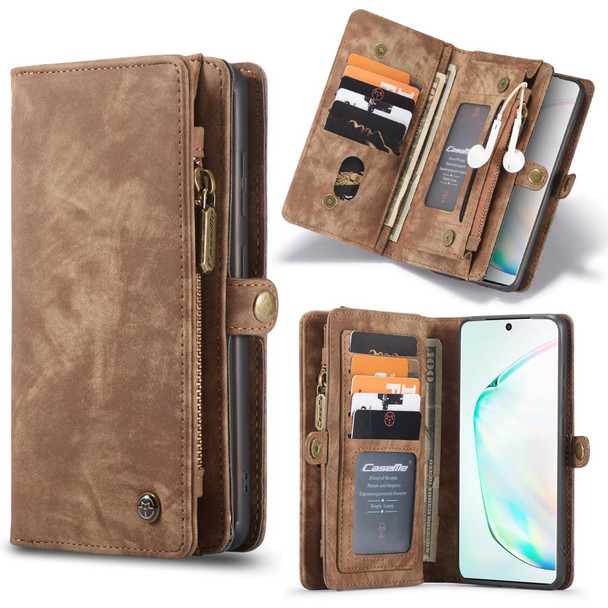 Galaxy S20 Plus CaseMe Detachable Multifunctional Horizontal Flip Leather Case, with Card Slot & Holder & Zipper Wallet & Photo Frame(Brown)