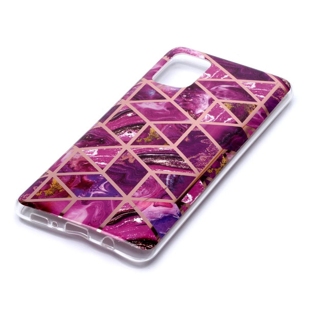 Galaxy A71 Plating Marble Pattern Soft TPU Protective Case(Purple)