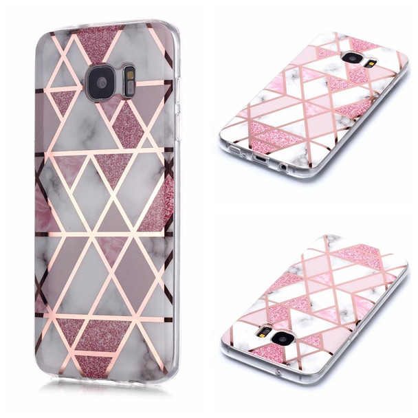 Galaxy S7 edge Plating Marble Pattern Soft TPU Protective Case(Pink)