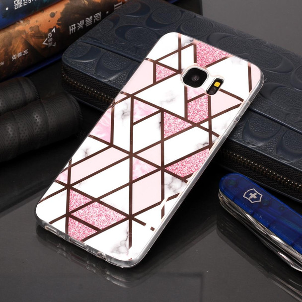 Galaxy S7 edge Plating Marble Pattern Soft TPU Protective Case(Pink)