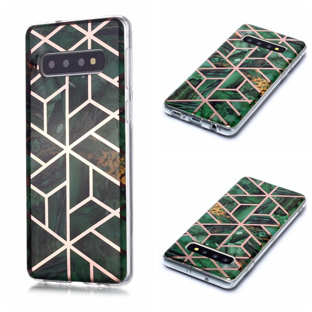 Galaxy S10 Plating Marble Pattern Soft TPU Protective Case(Green)
