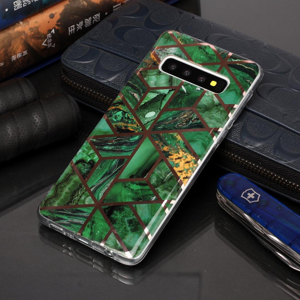 Galaxy S10 Plating Marble Pattern Soft TPU Protective Case(Green)