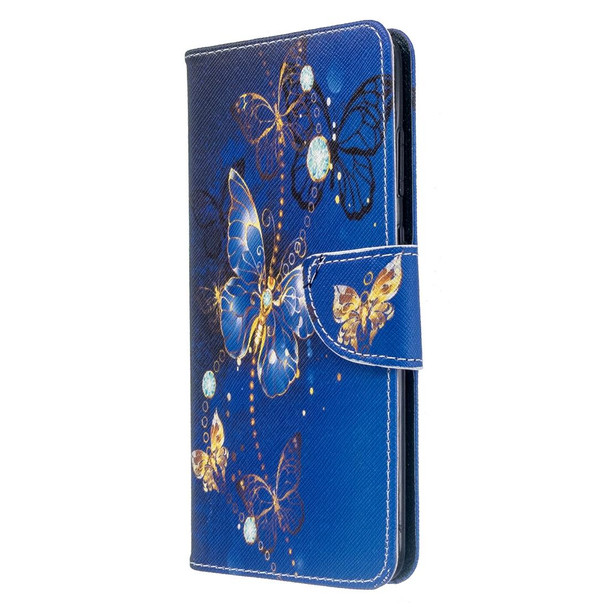 Galaxy S20+ Colored Drawing Pattern Horizontal Flip Leather Case with Holder & Card Slots & Wallet(Golden Butterfly)