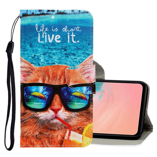 Galaxy A51 3D Colored Drawing Horizontal Flip PU Leather Case with Holder & Card Slots & Wallet(Underwater Cat)