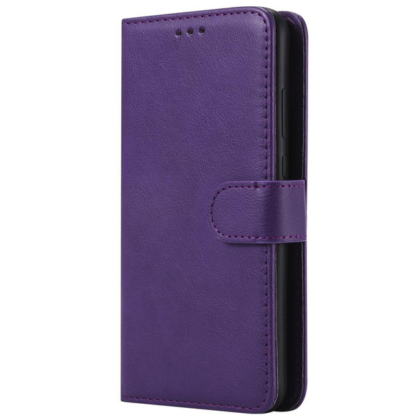 Huawei Honor 10 Lite Solid Color Horizontal Flip Protective Case with Holder & Card Slots & Wallet & Photo Frame & Lanyard(Purple)