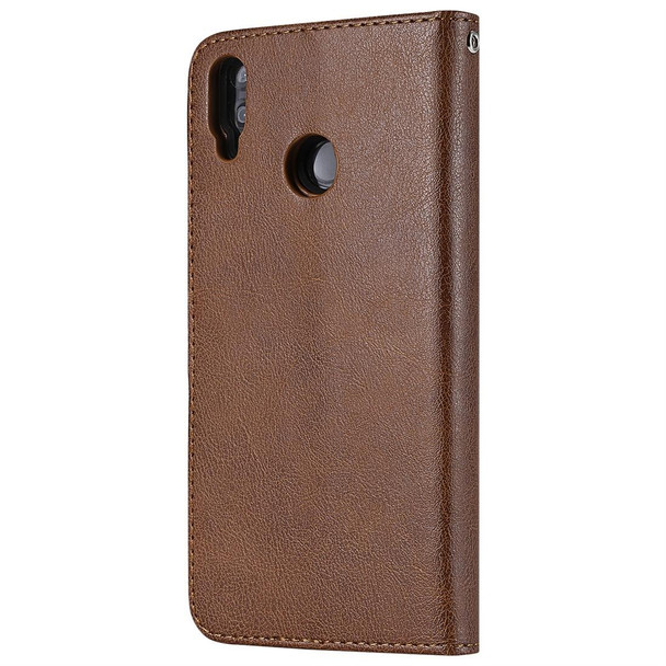 Huawei Honor 8X Solid Color Horizontal Flip Protective Case with Holder & Card Slots & Wallet & Photo Frame & Lanyard(Brown)