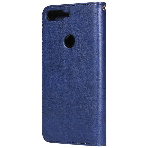 Huawei Y7 Pro / Honor 7C Solid Color Horizontal Flip Protective Case with Holder & Card Slots & Wallet & Photo Frame & Lanyard(Blue)