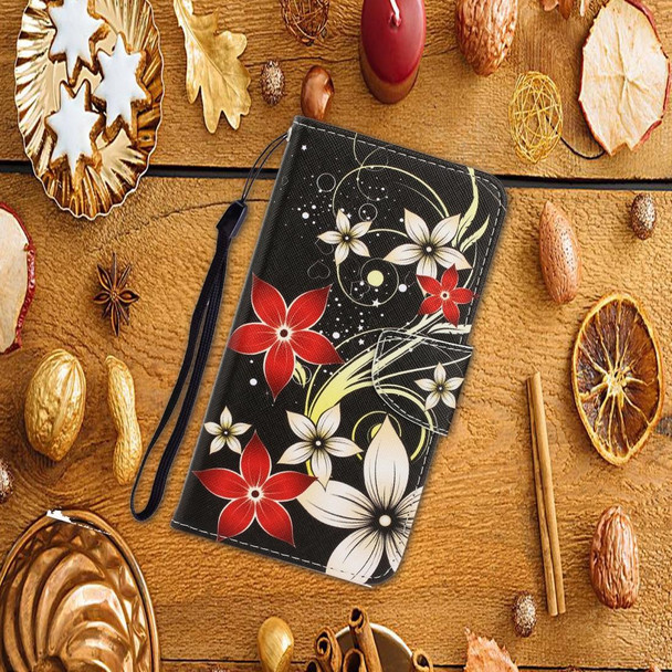 Galaxy A40 3D Colored Drawing Horizontal Flip PU Leather Case with Holder & Card Slots & Wallet(Red Flower)