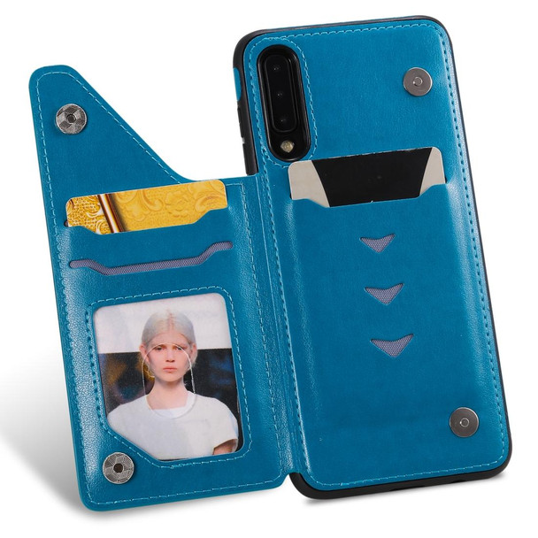 Galaxy A50 / A50s / A30s Cat Bee Embossing Pattern Shockproof Protective Case with Card Slots & Photo Frame(Blue)