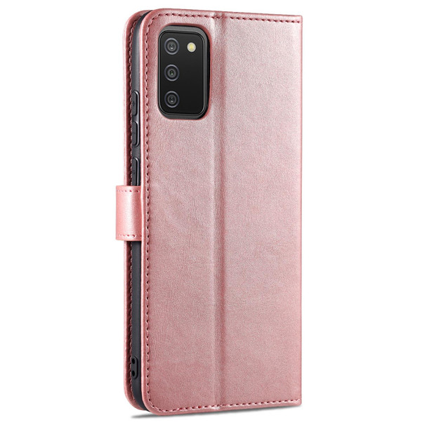 Samsung Galaxy A02s AZNS Skin Feel Calf Texture Horizontal Flip Leather Case with Card Slots & Holder & Wallet(Rose Gold)