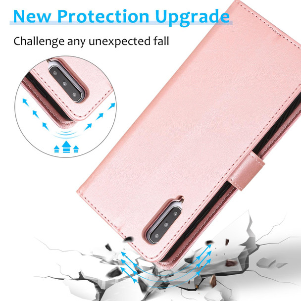 Samsung Galaxy A50 Calf Texture 2 in 1 Detachable Magnetic Back Cover Horizontal Flip Leather Case with Holder & Card Slots & Wallet & Photo Frame(Rose Gold)