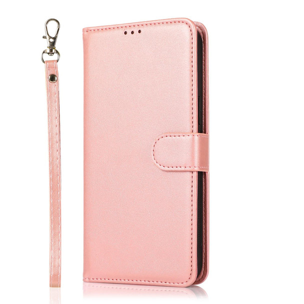 Samsung Galaxy A50 Calf Texture 2 in 1 Detachable Magnetic Back Cover Horizontal Flip Leather Case with Holder & Card Slots & Wallet & Photo Frame(Rose Gold)