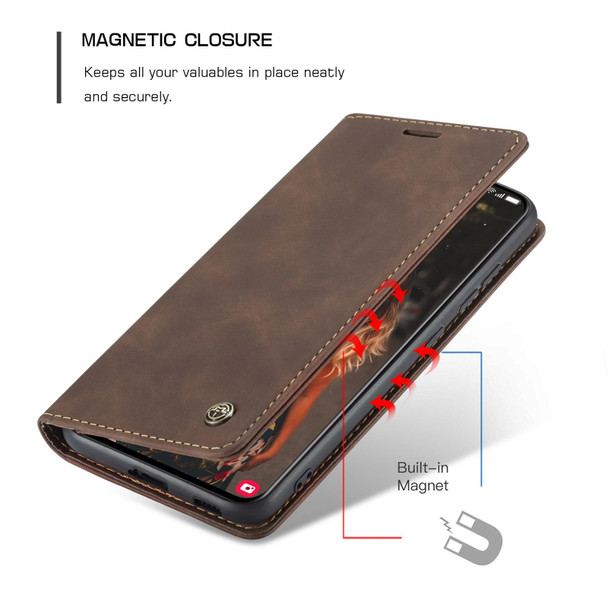 Samsung Galaxy S21 FE CaseMe 013 Multifunctional Horizontal Flip Leather Case, with Card Slot & Holder & Wallet(Coffee)