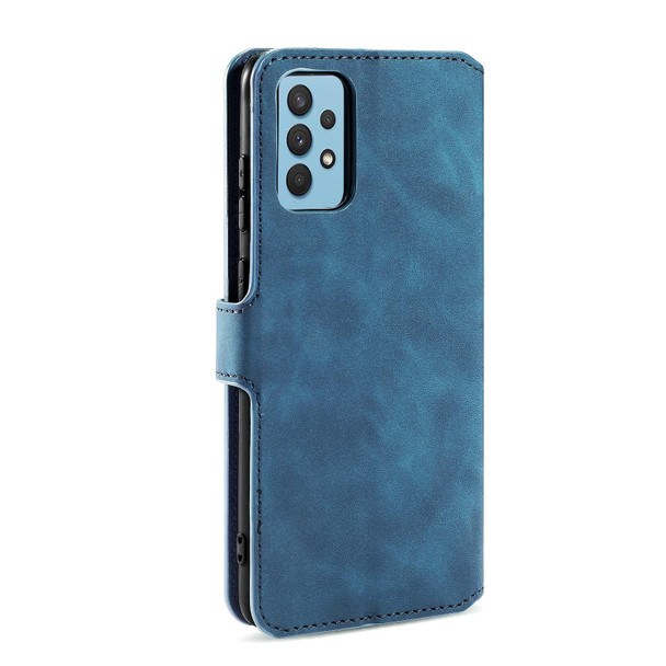 Samsung Galaxy A32 4G DG.MING Retro Oil Side Horizontal Flip Leather Case with Holder & Card Slots & Wallet(Blue)