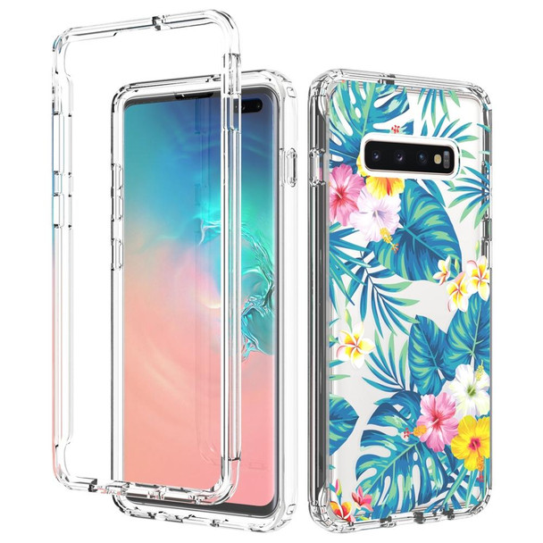 Samsung Galaxy S10 Plus 2 in 1 High Transparent Painted Shockproof PC + TPU Protective Case(Banana Leaf)