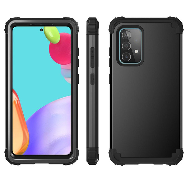 Samsung Galaxy A52 4G / 5G PC + Silicone Three-piece Shockproof Protection Case(Black)