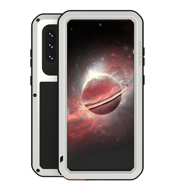 Samsung Galaxy A72 5G / 4G LOVE MEI Metal Shockproof Waterproof Dustproof Protective Case with Glass(Silver)