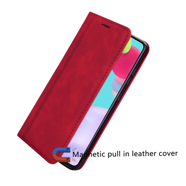 Samsung Galaxy S21 Ultra 5G Frosted Business Magnetic Horizontal Flip PU Leather Case with Holder & Card Slot & Lanyard(Red)