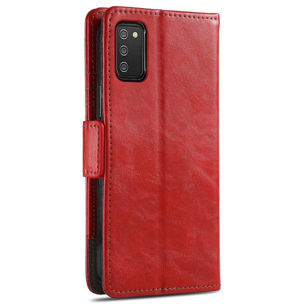 Samsung Galaxy A03s CaseNeo Business Splicing Dual Magnetic Buckle Horizontal Flip PU Leather Case with Holder & Card Slots & Wallet(Red)