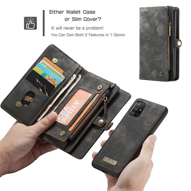 Galaxy A71 4G CaseMe-008 Detachable Multifunctional Horizontal Flip Leather Case with Card Slot & Holder & Zipper Wallet & Photo Frame(Black)