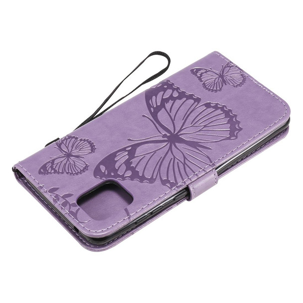 Galaxy A81 / M60s / Note10 Lite 3D Butterflies Embossing Pattern Horizontal Flip Leather Case with Holder & Card Slot & Wallet & Lanyard(Purple)