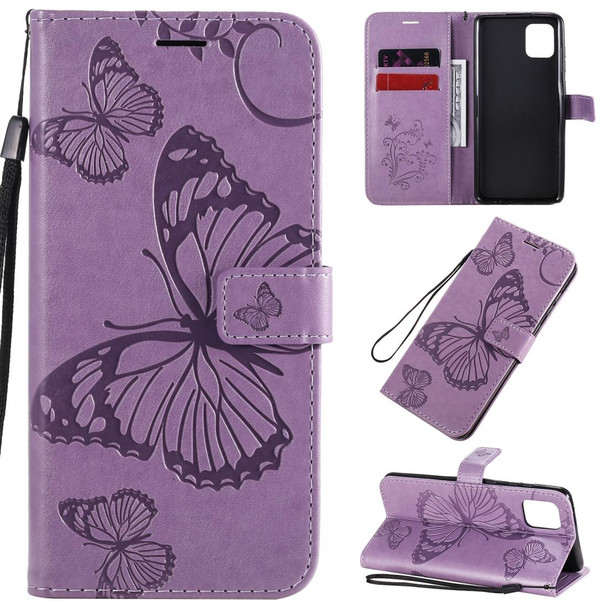 Galaxy A81 / M60s / Note10 Lite 3D Butterflies Embossing Pattern Horizontal Flip Leather Case with Holder & Card Slot & Wallet & Lanyard(Purple)