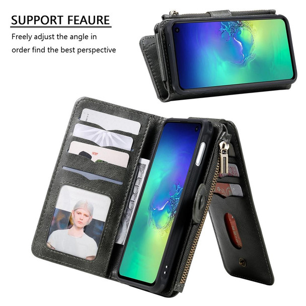 Galaxy S10e Multifunctional Retro Detachable Magnetic Horizontal Flip Leather Case with Card Slots & Holder & Wallet & Photo Frame(Dark Green)