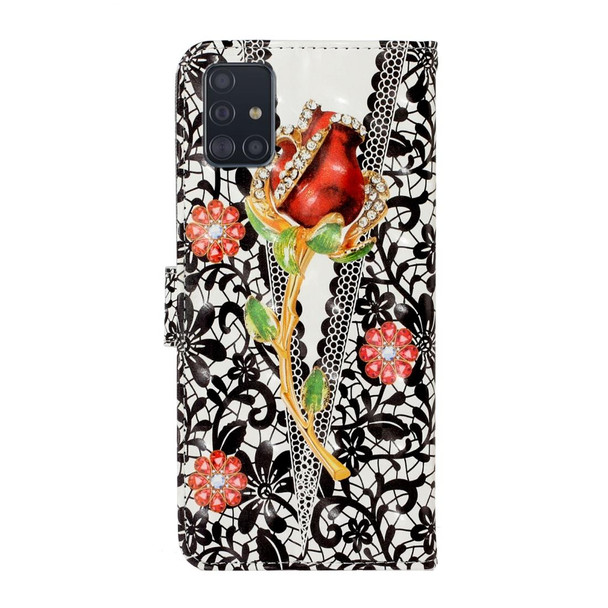 Galaxy A51 3D Colored Drawing Horizontal Flip Leather Case with Holder & Card Slot & Wallet(Screw Rose Flower)