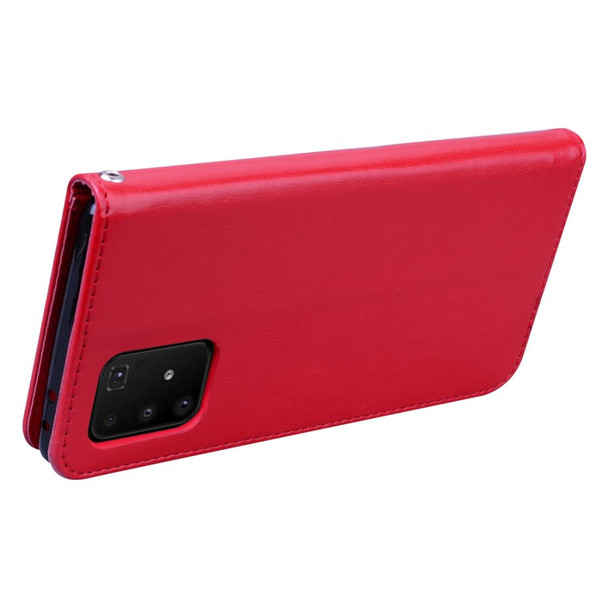 Galaxy A91 / S10 Lite Rose Embossed Horizontal Flip PU Leather Case with Holder & Card Slots & Wallet(Red)