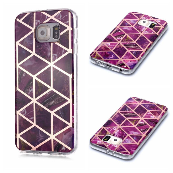 Galaxy S6 Plating Marble Pattern Soft TPU Protective Case(Purple)