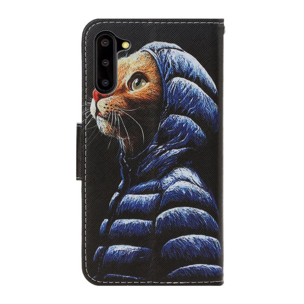 Galaxy Note 10 3D Colored Drawing Horizontal Flip PU Leather Case with Holder & Card Slots & Wallet(Down Jacket Cat)