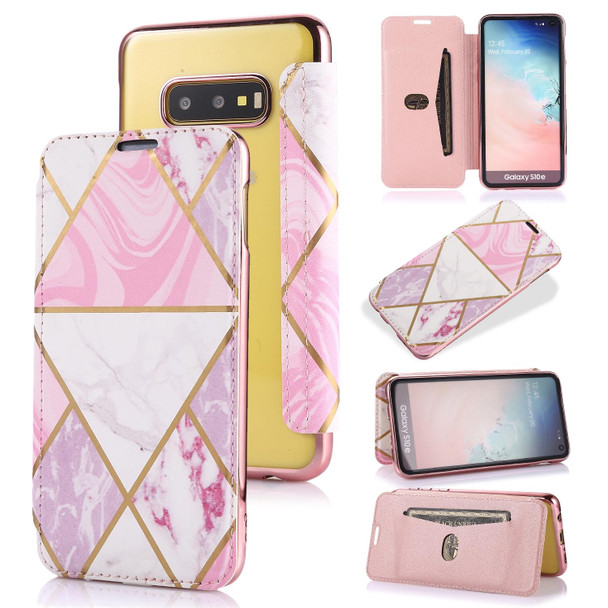 Samsung Galaxy S10e Bronzing Plating PU + TPU Horizontal Flip Leather Case with Holder & Card Slot(Pink White)