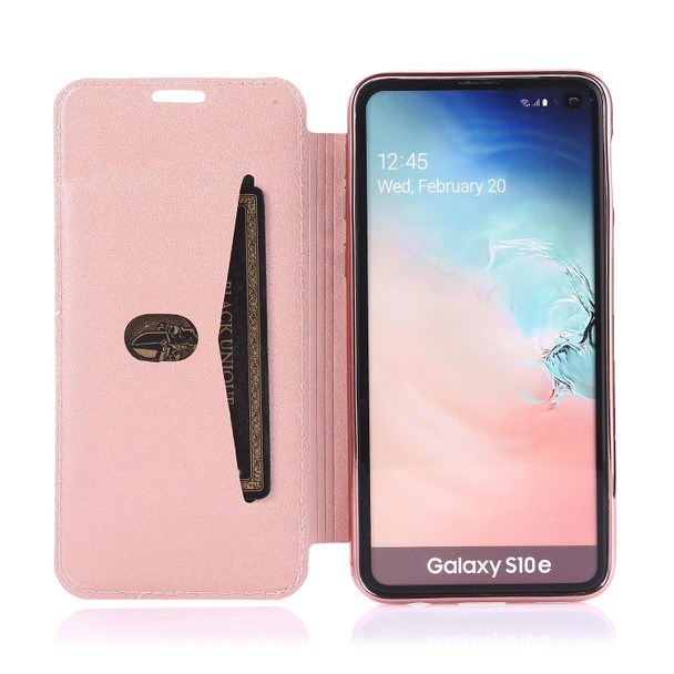 Samsung Galaxy S10e Bronzing Plating PU + TPU Horizontal Flip Leather Case with Holder & Card Slot(Pink White)