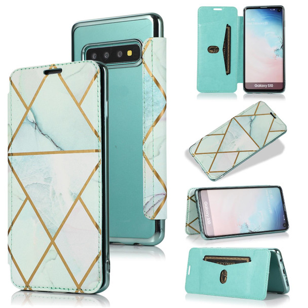 Samsung Galaxy S10 Bronzing Plating PU + TPU Horizontal Flip Leather Case with Holder & Card Slot(Green)