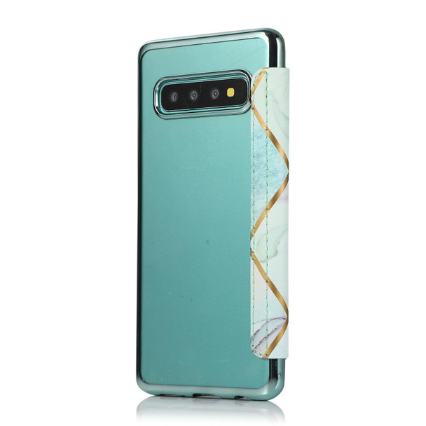 Samsung Galaxy S10 Bronzing Plating PU + TPU Horizontal Flip Leather Case with Holder & Card Slot(Green)